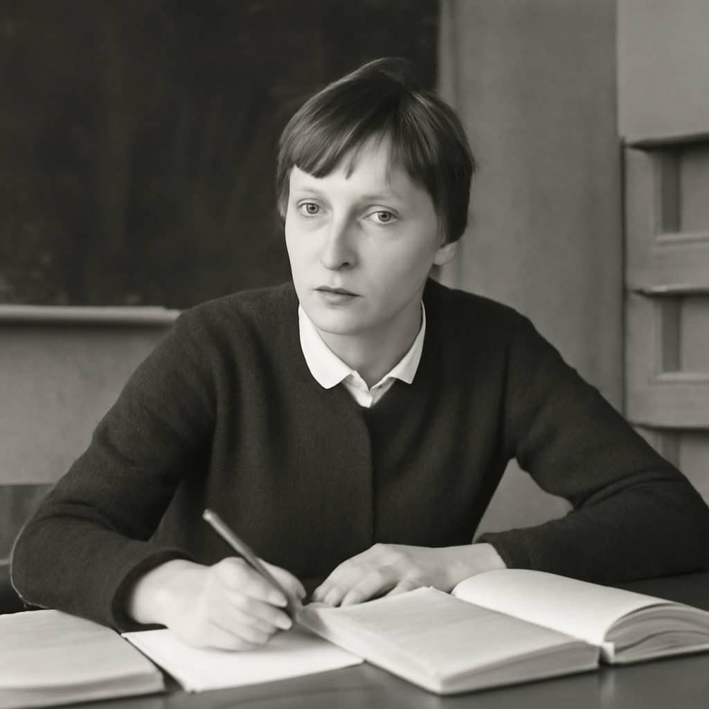 Angela Merkel de joven durante su etapa de estudios en la Alemania Oriental