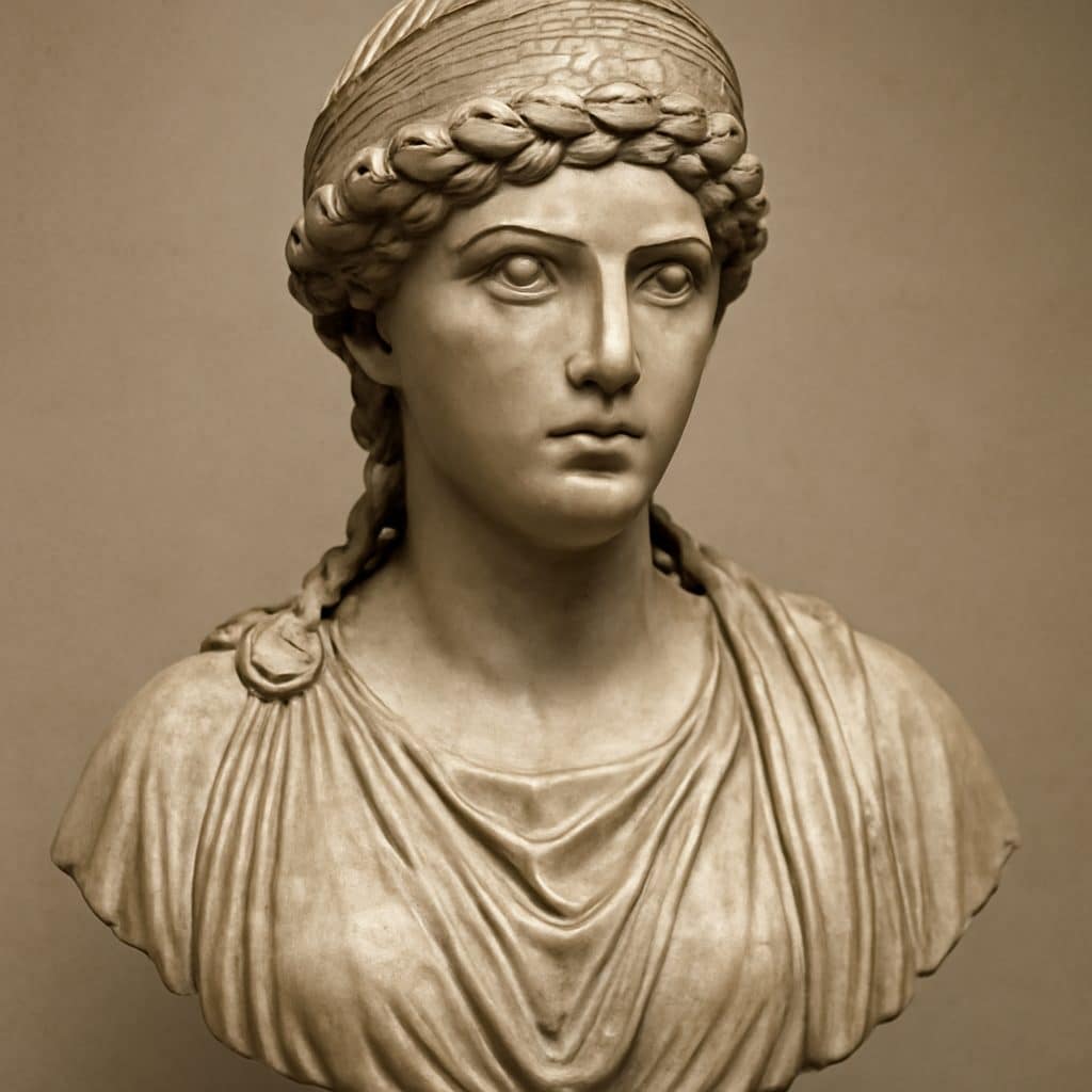 Representación histórica de Cleopatra VII en el contexto de su alianza con Roma