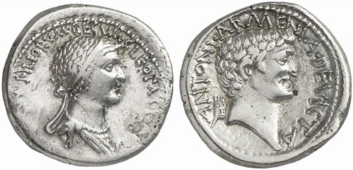 Retrato o busto de Marco Antonio, el amante y aliado más célebre de Cleopatra.