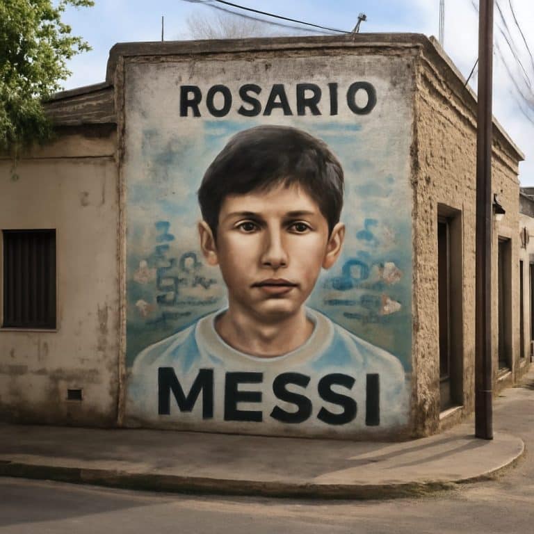 Mural de Lionel Messi en Rosario que refleja el vínculo de la ciudad con su infancia