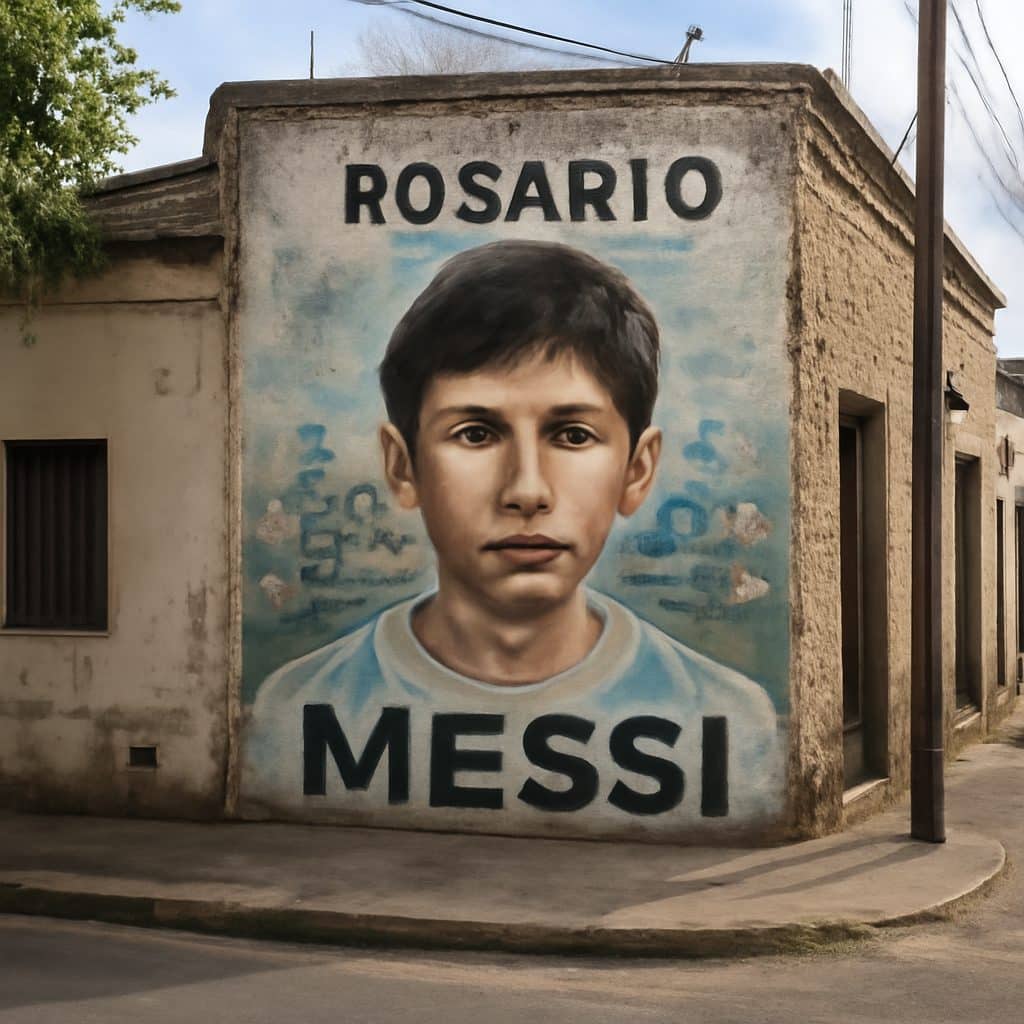 Mural de Lionel Messi en Rosario que refleja el vínculo de la ciudad con su infancia
