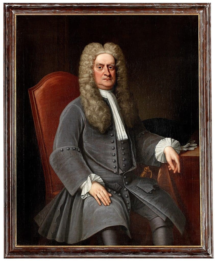 Retrato de Isaac Newton, científico inglés asociado a la teoría de la gravedad