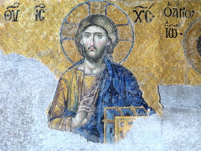 Representación histórica y artística de Jesucristo en una imagen de estilo clásico.