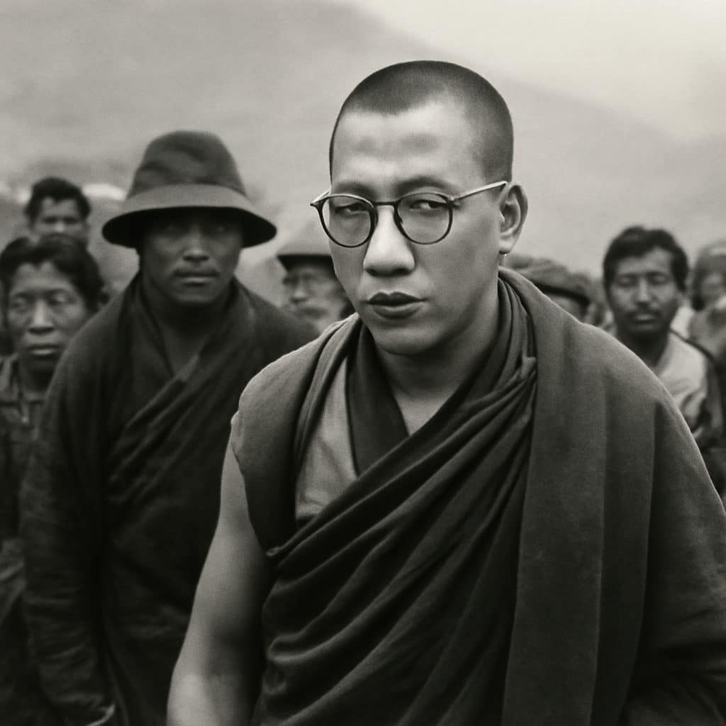 Tenzin Gyatso, XIV Dalái Lama, en una imagen histórica relacionada con su exilio tras salir del Tíbet en 1959.