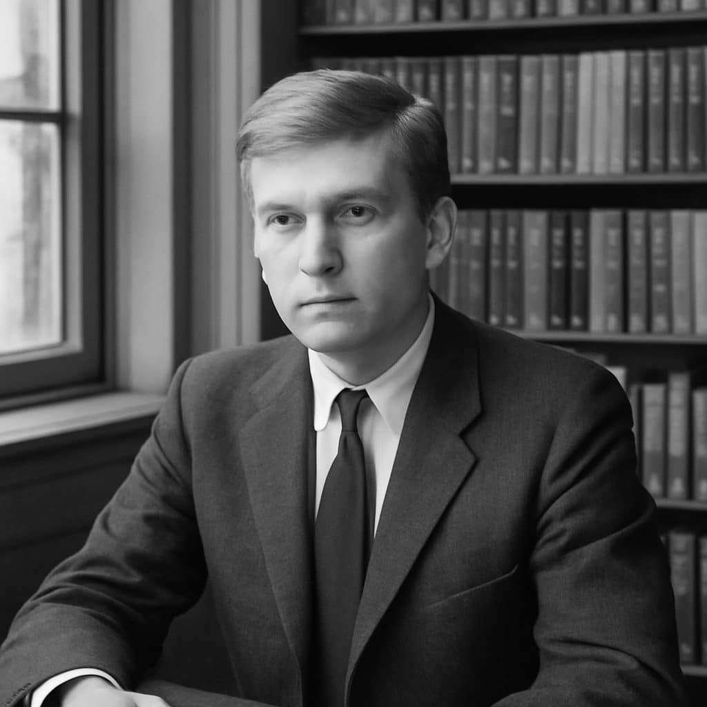 Fotografía de Donald Trump de joven, en una etapa temprana de su vida relacionada con sus estudios y su ambición inicial.