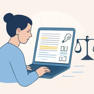 Persona analizando un texto digital para detectar contenido generado por IA con criterio y sin falsos positivos