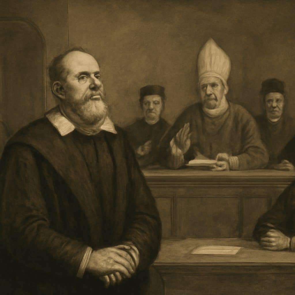 Representación histórica del juicio de Galileo Galilei ante la Inquisición en 1633