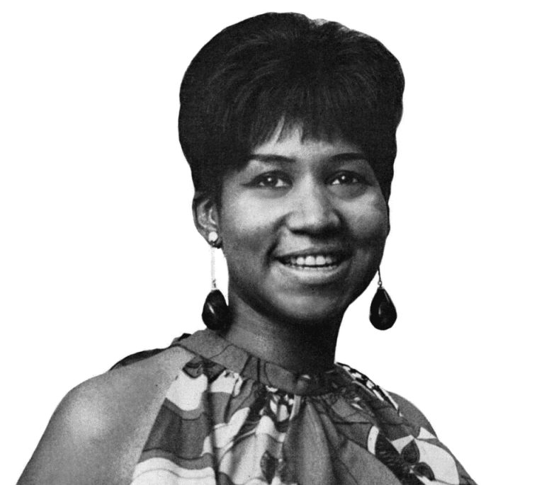 Aretha Franklin interpretando «Natural Woman» en una imagen de estilo vintage inspirada en la era soul de los años 60.